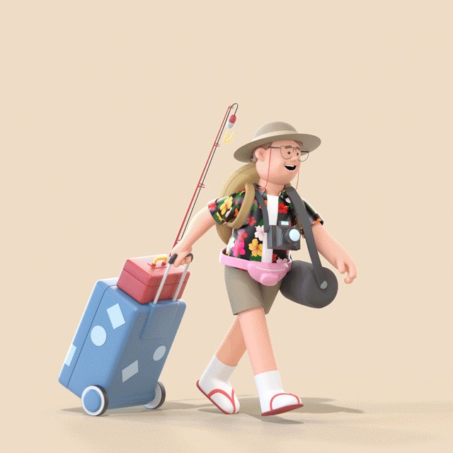 an animation girl going to vacation