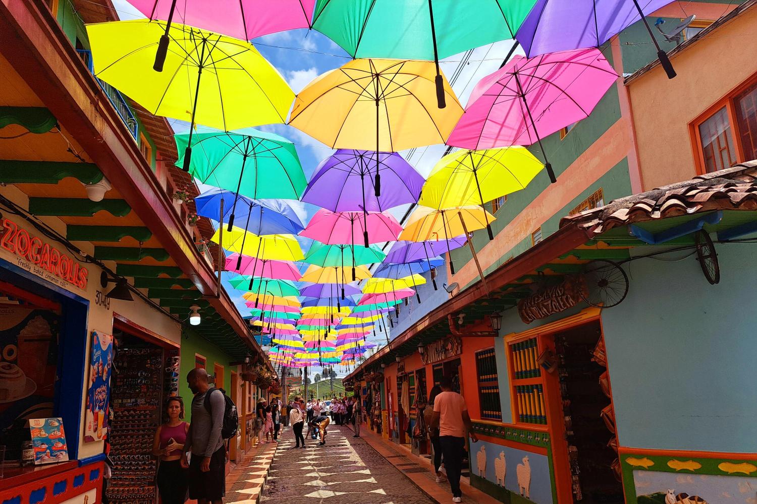 Guatape,Colorful umbrellas