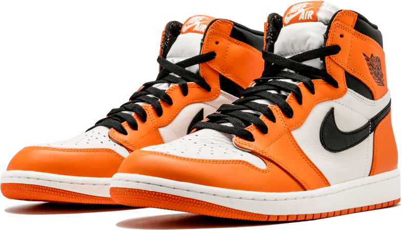 A pair of Nike Air Jordans in orange.