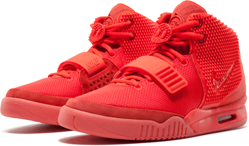 A pair of Addidas in red.