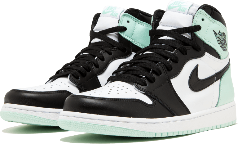 A pair of Nike Air Jordans in baby blue.