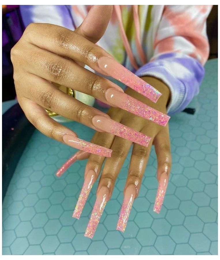 Pink Flashy Nails