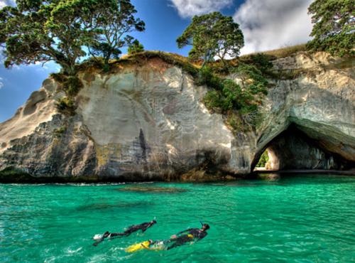 Beach with rock arch