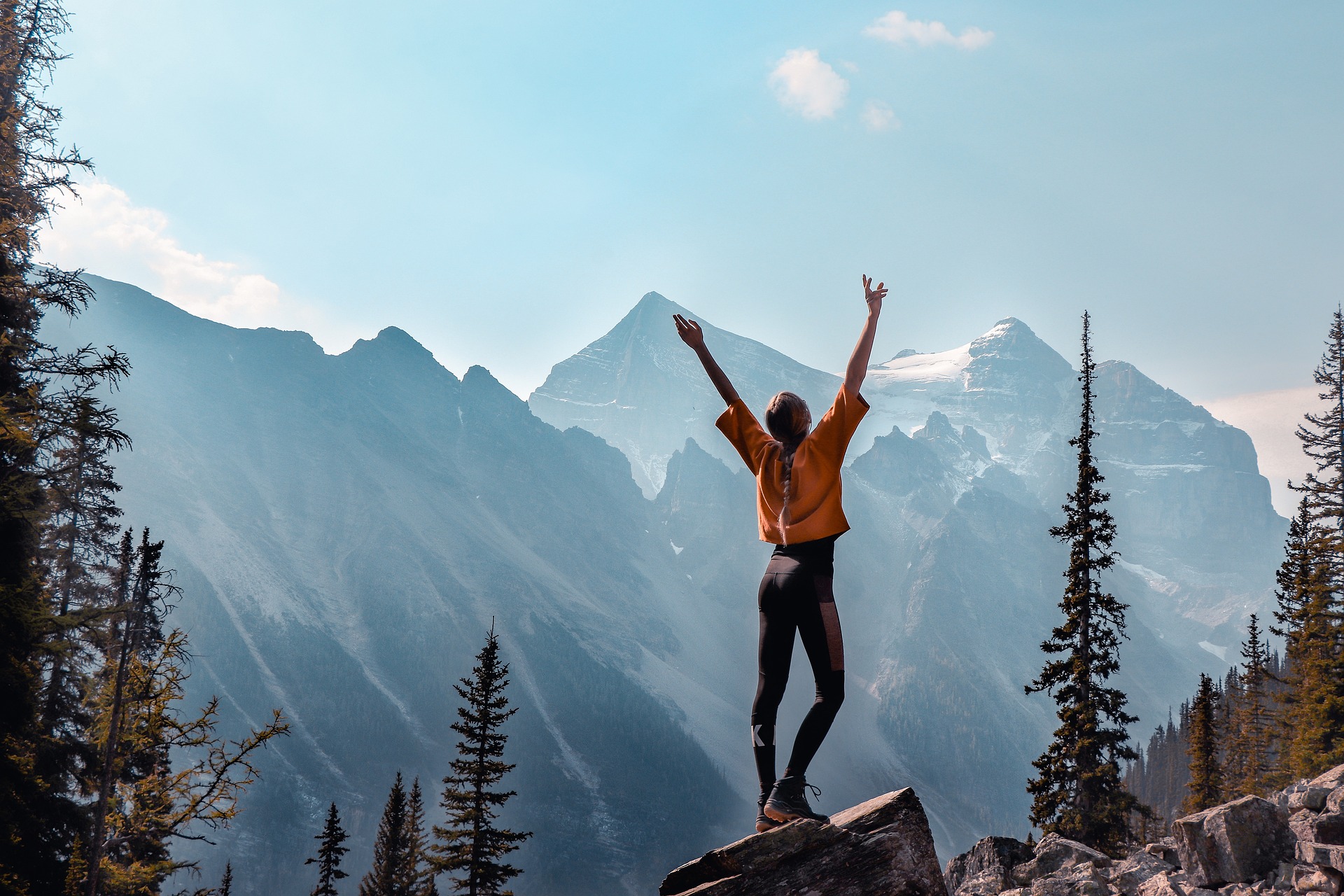 Woman hiking in the mountains