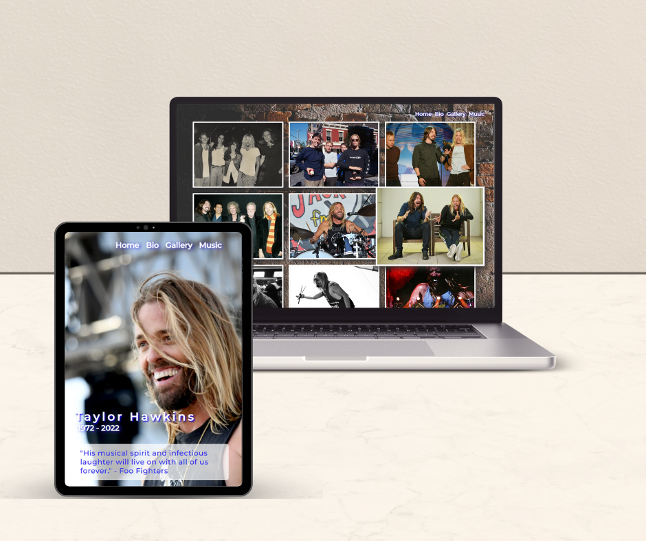 Taylor Hawkins Tribute project on mobile and desktop