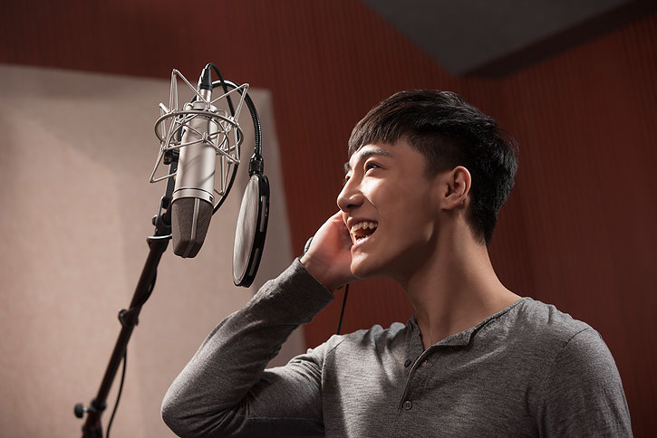 man in recoring studio