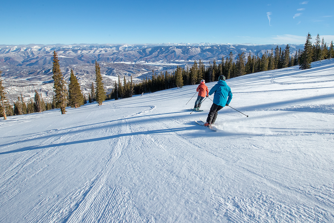 skiing down the mountains in colorado