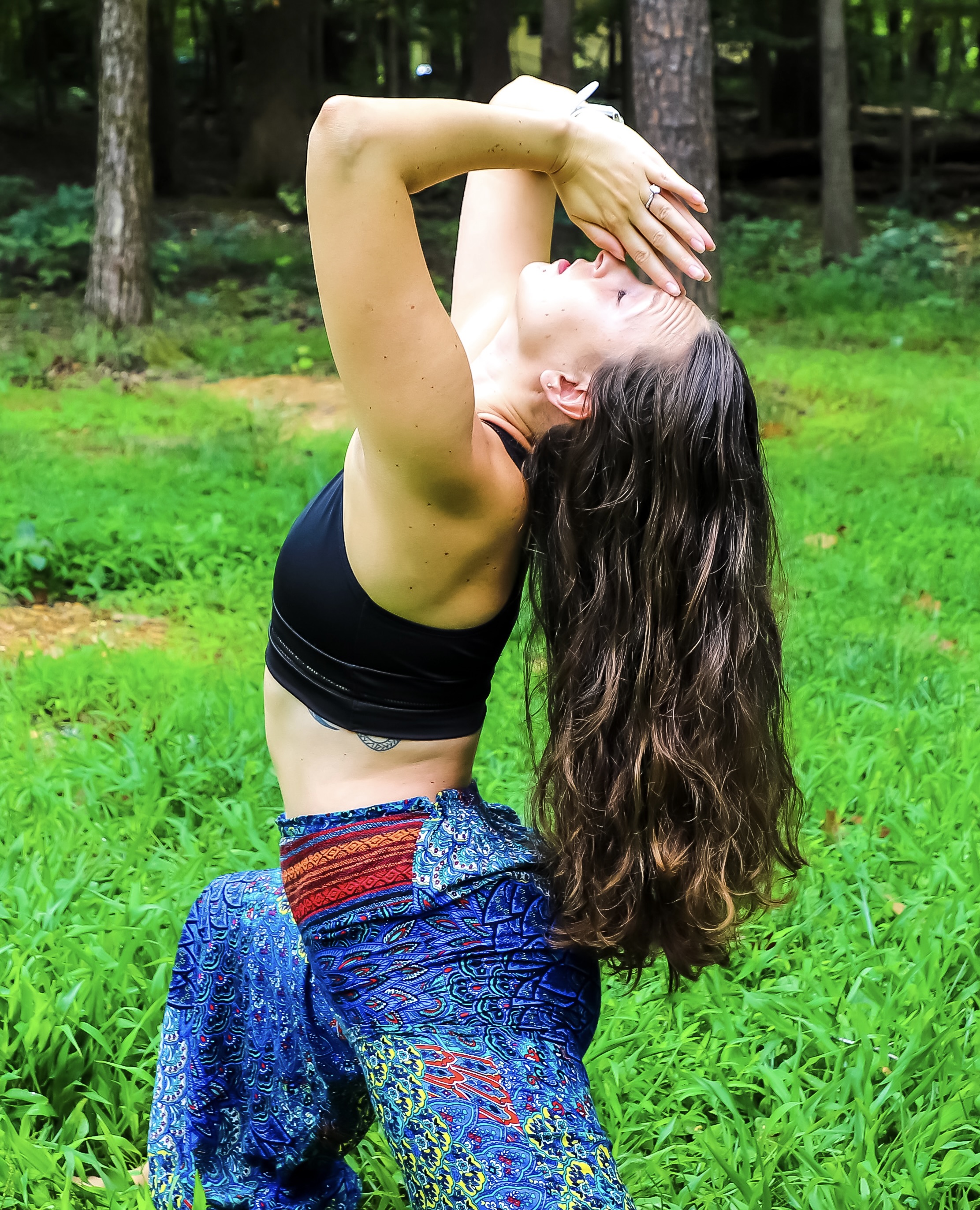 Yoga-in nature, cresent moon pose, prayer