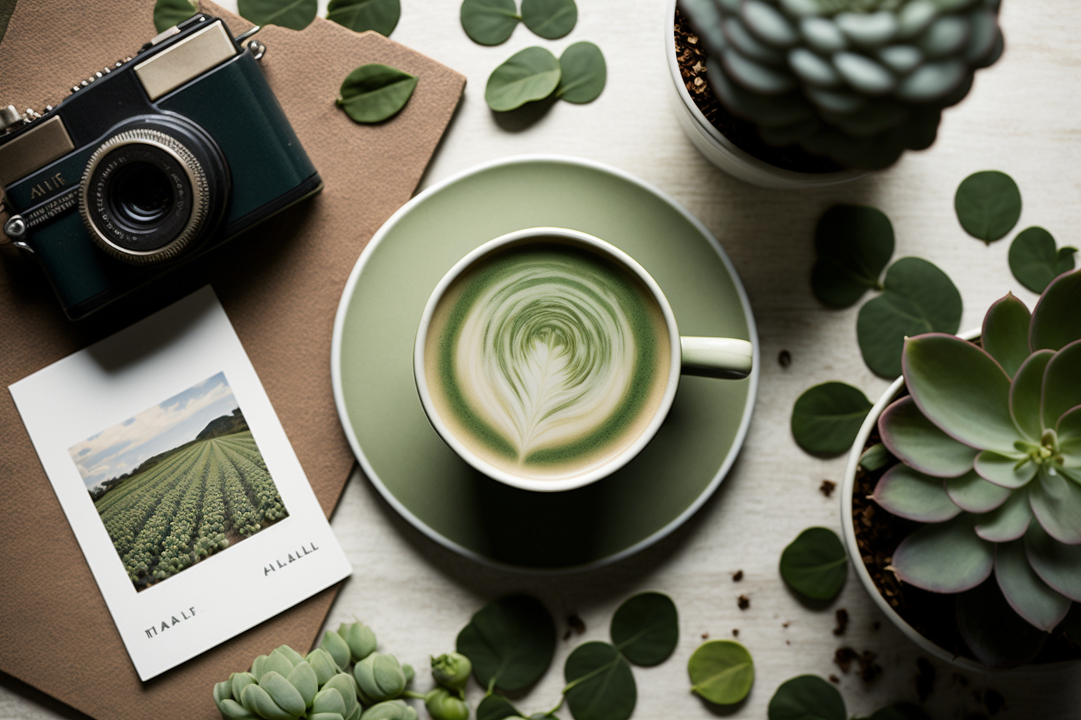 Matcha Latte. AI artwork created with midjourney.