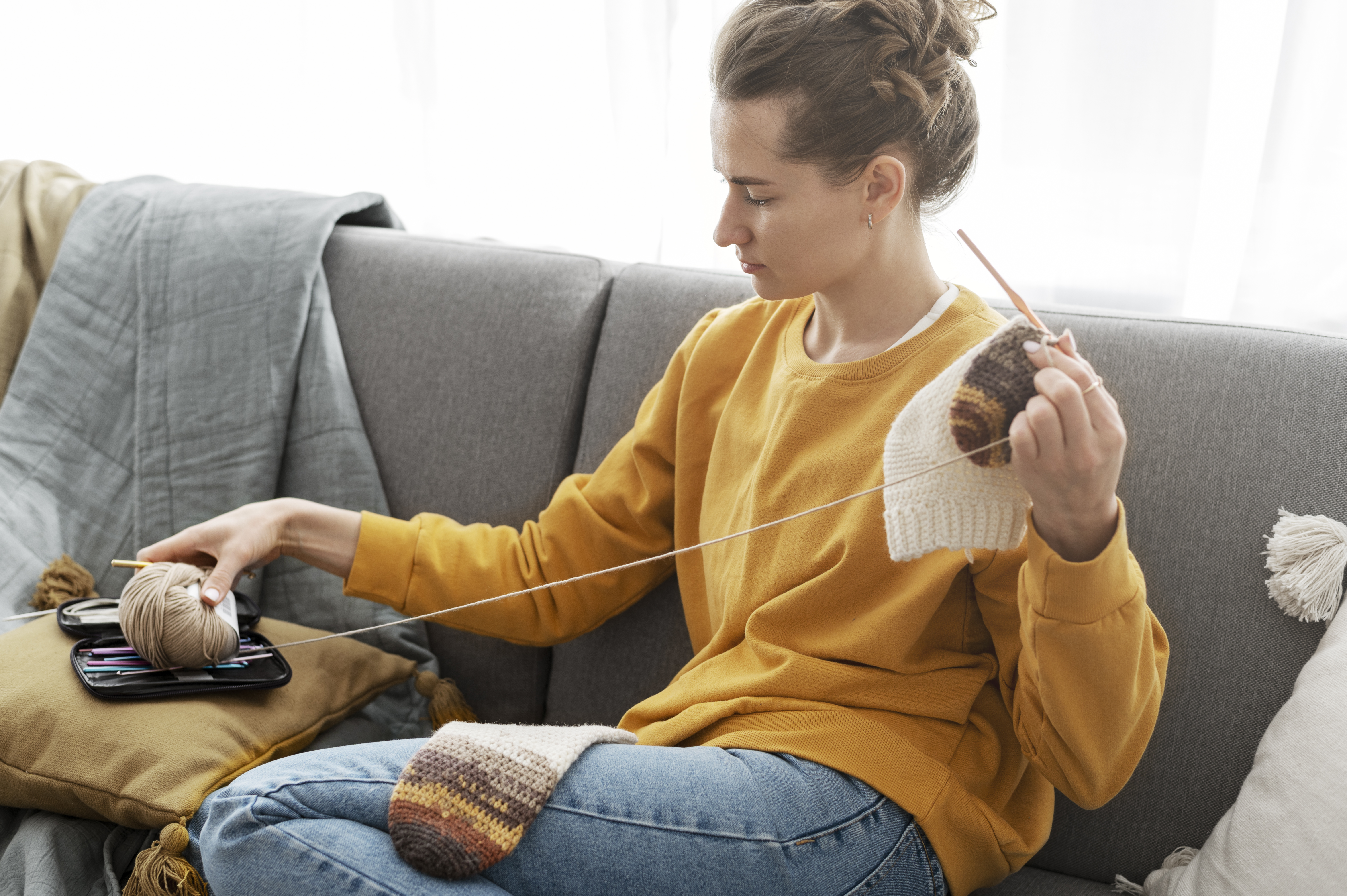 Young Woman Crocheting