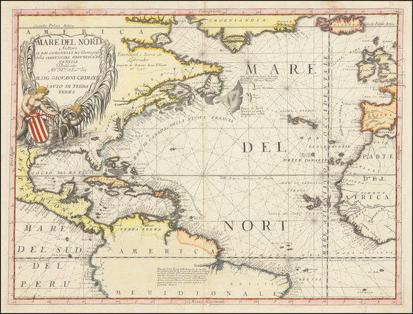 old map of the north atlantic ocean