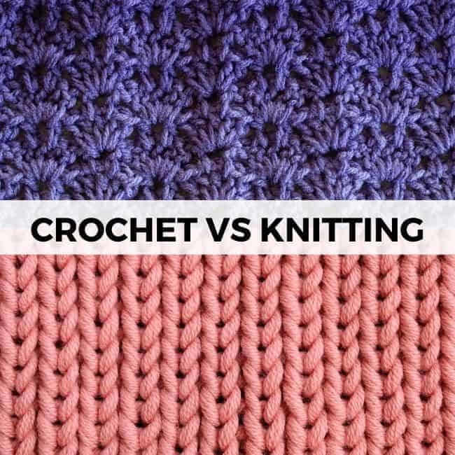 An image displaying the difference between crochet and knitting.