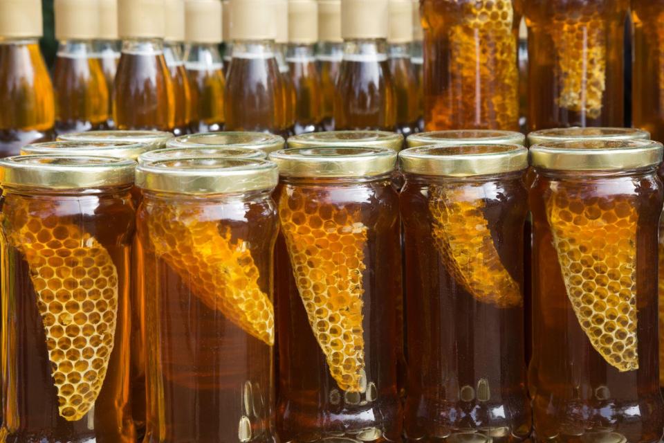 Honey combs in jars