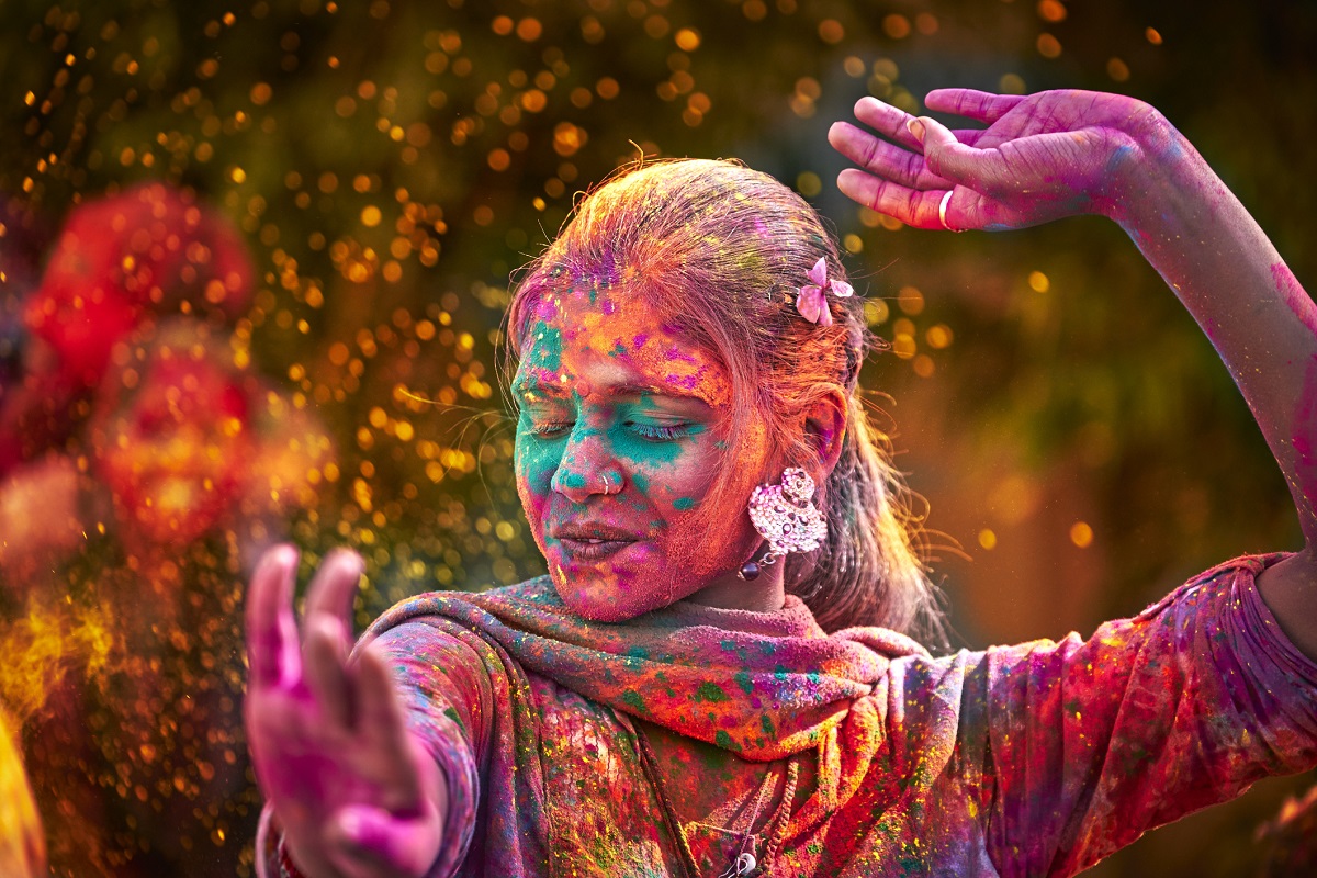 Indian Girl celebrating Holi festival