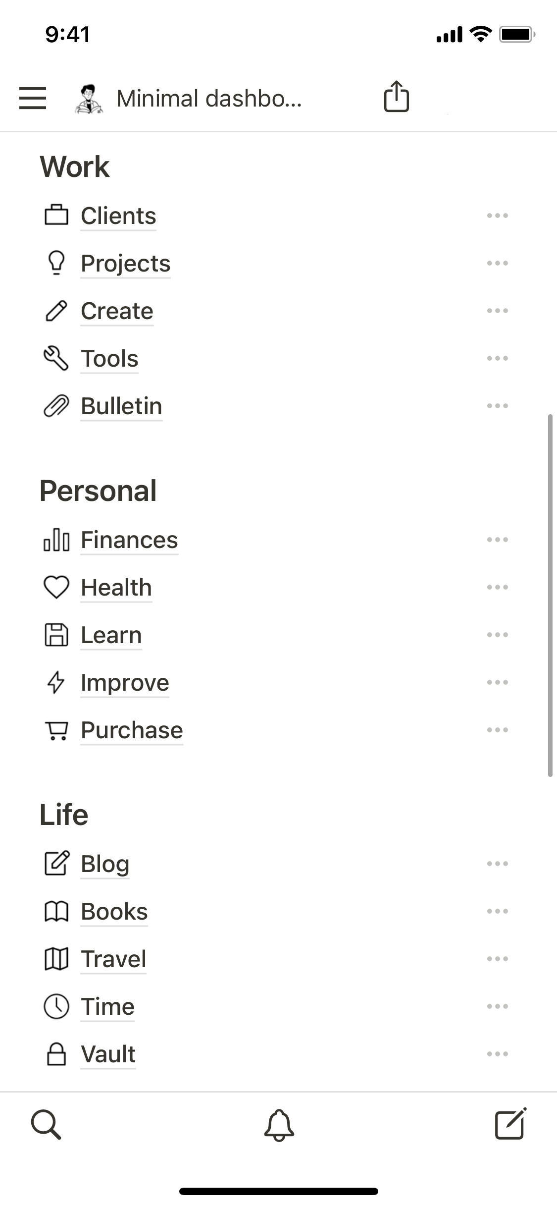 continuation of minimal dashboard