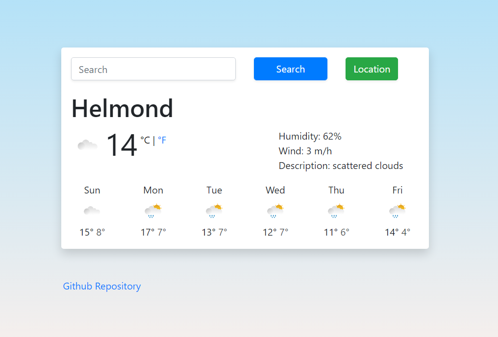 Weather app screenshot