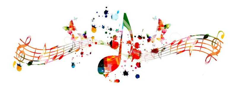 Colourful Music notes with Butterflies