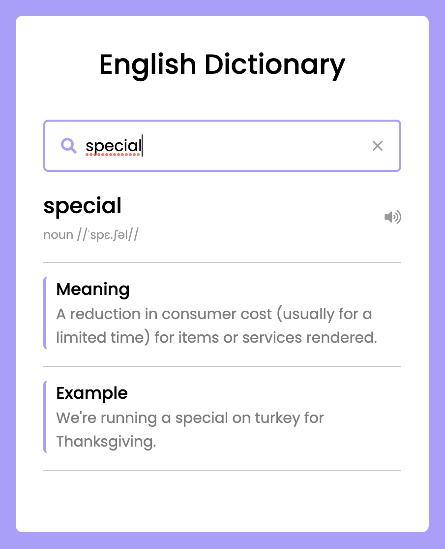Dictionary project preview