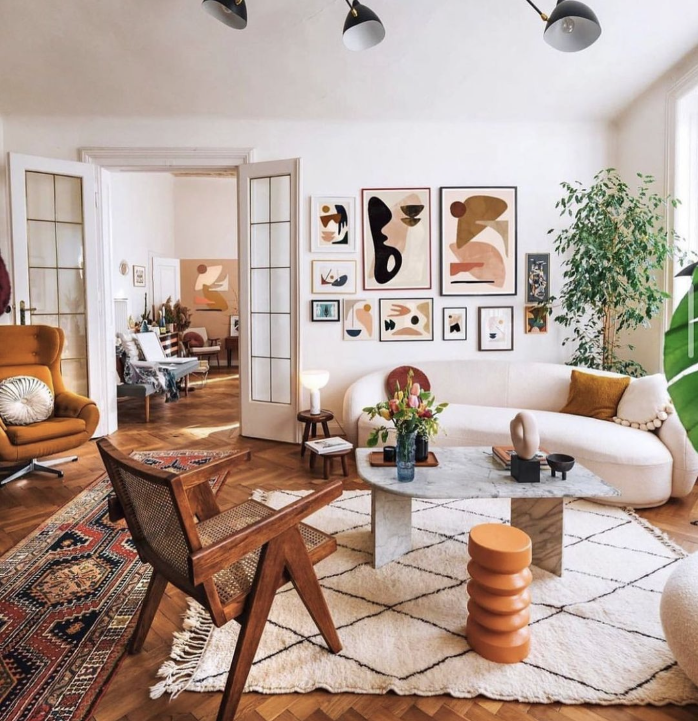 Living room with art on walls