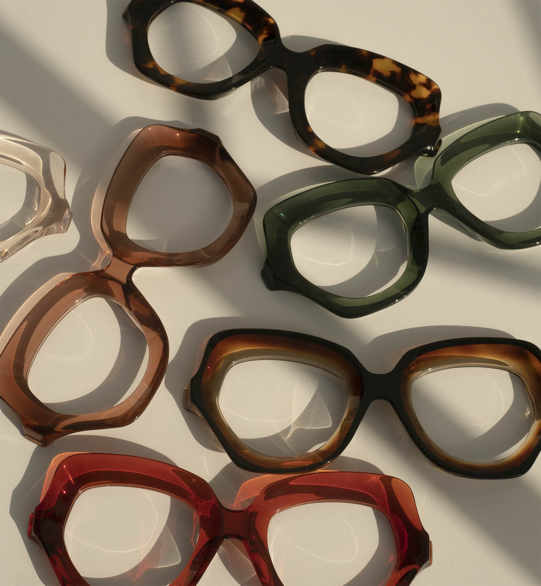 Multiple eyewear pieces displayed