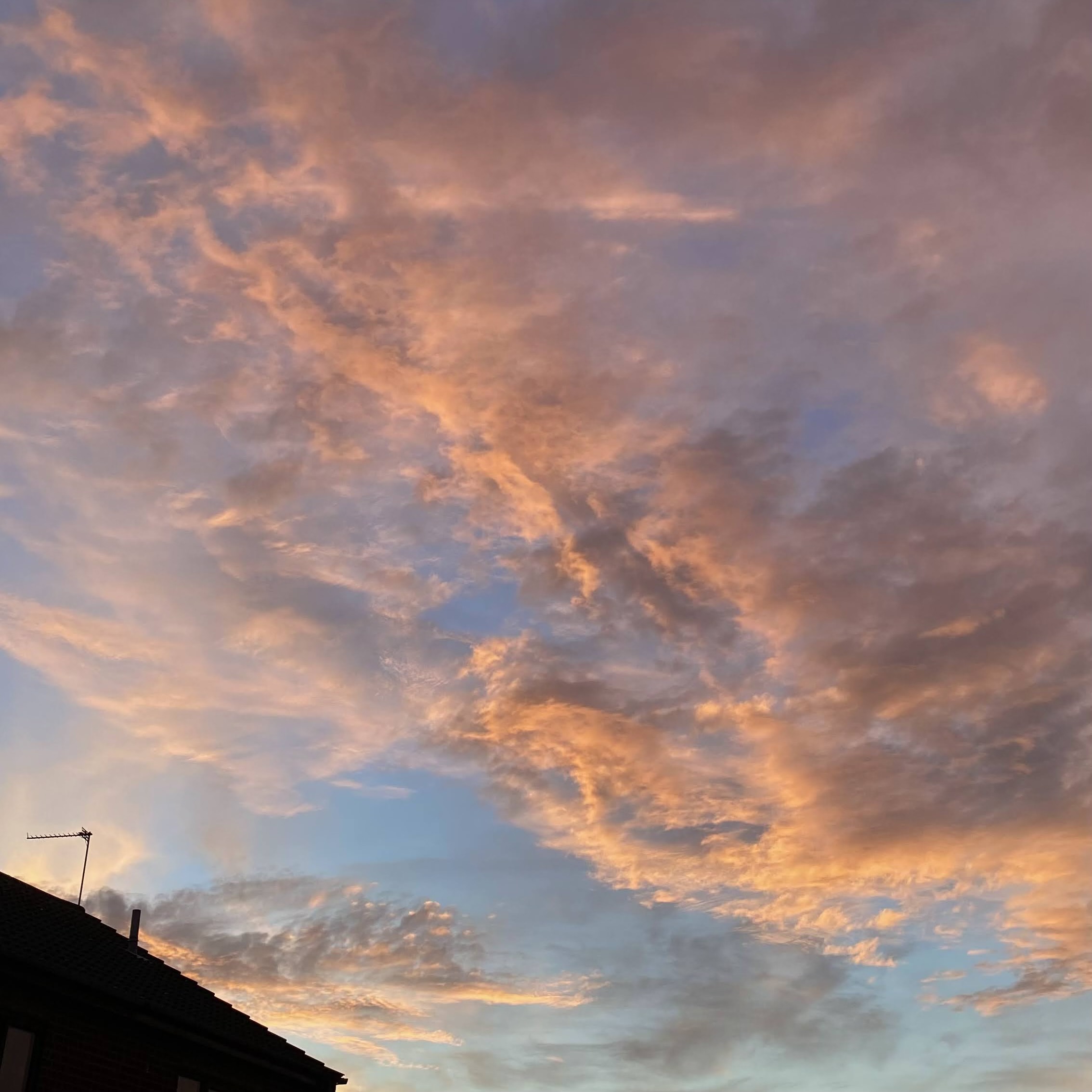 Orange and pink clouds at sunset