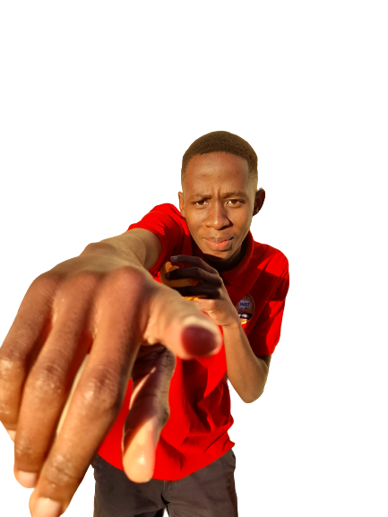 A black boy in a red shirt