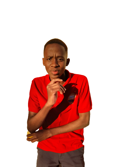 A black boy in a red shirt