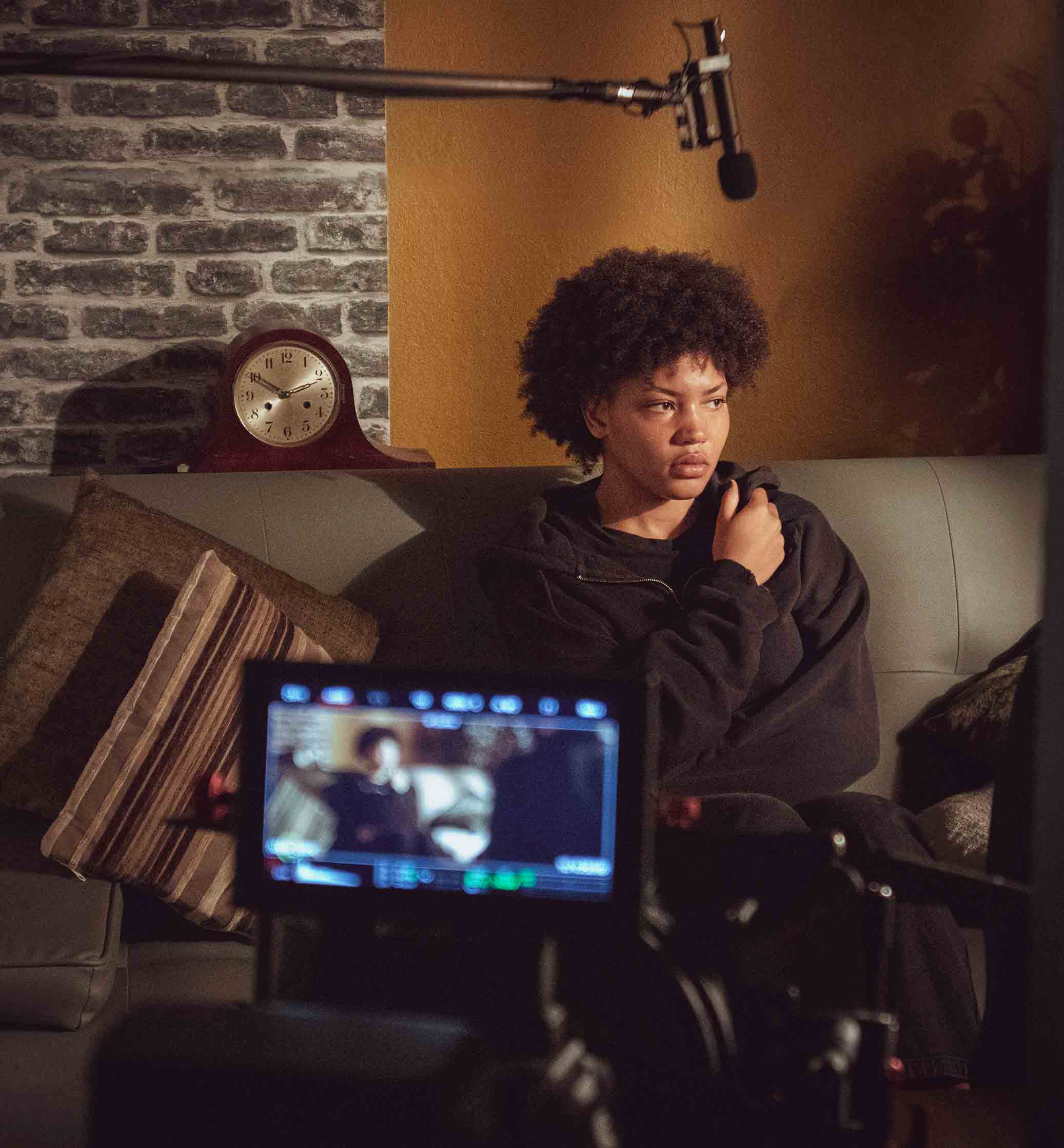 Person reading out a script.