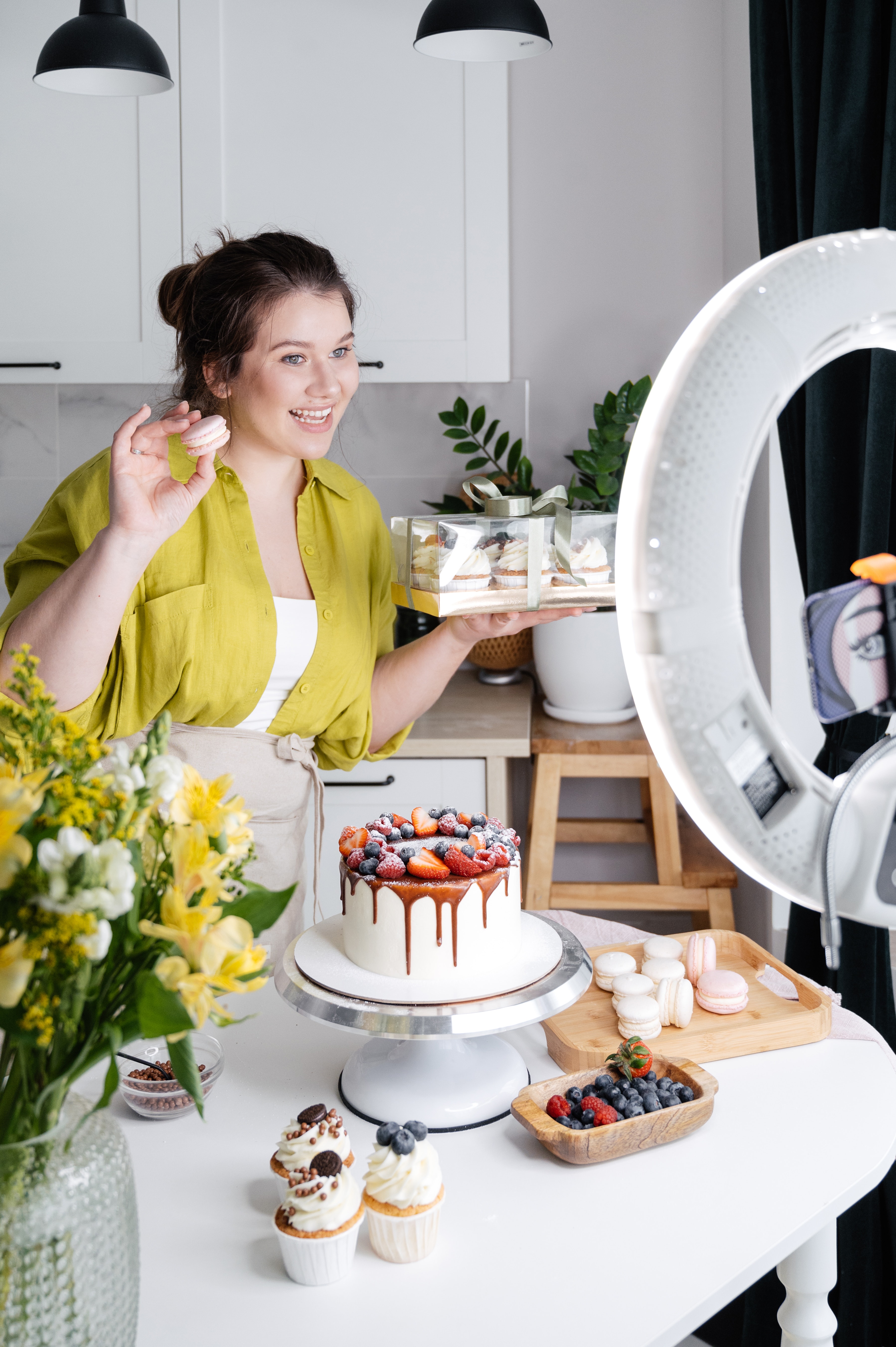 woman holding cake