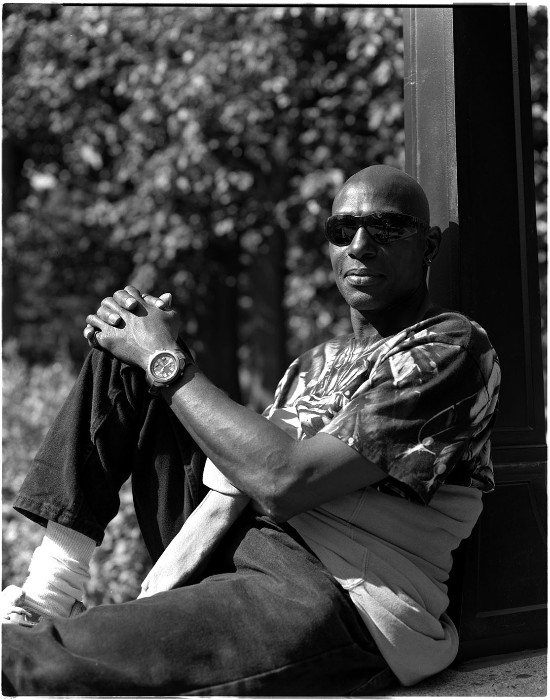 Large Format_man leaning