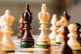 A chess board with pieces