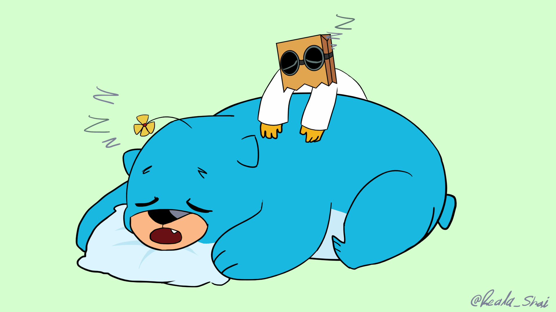 A bear and person napping