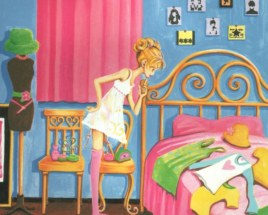 Mikako picking an outfit