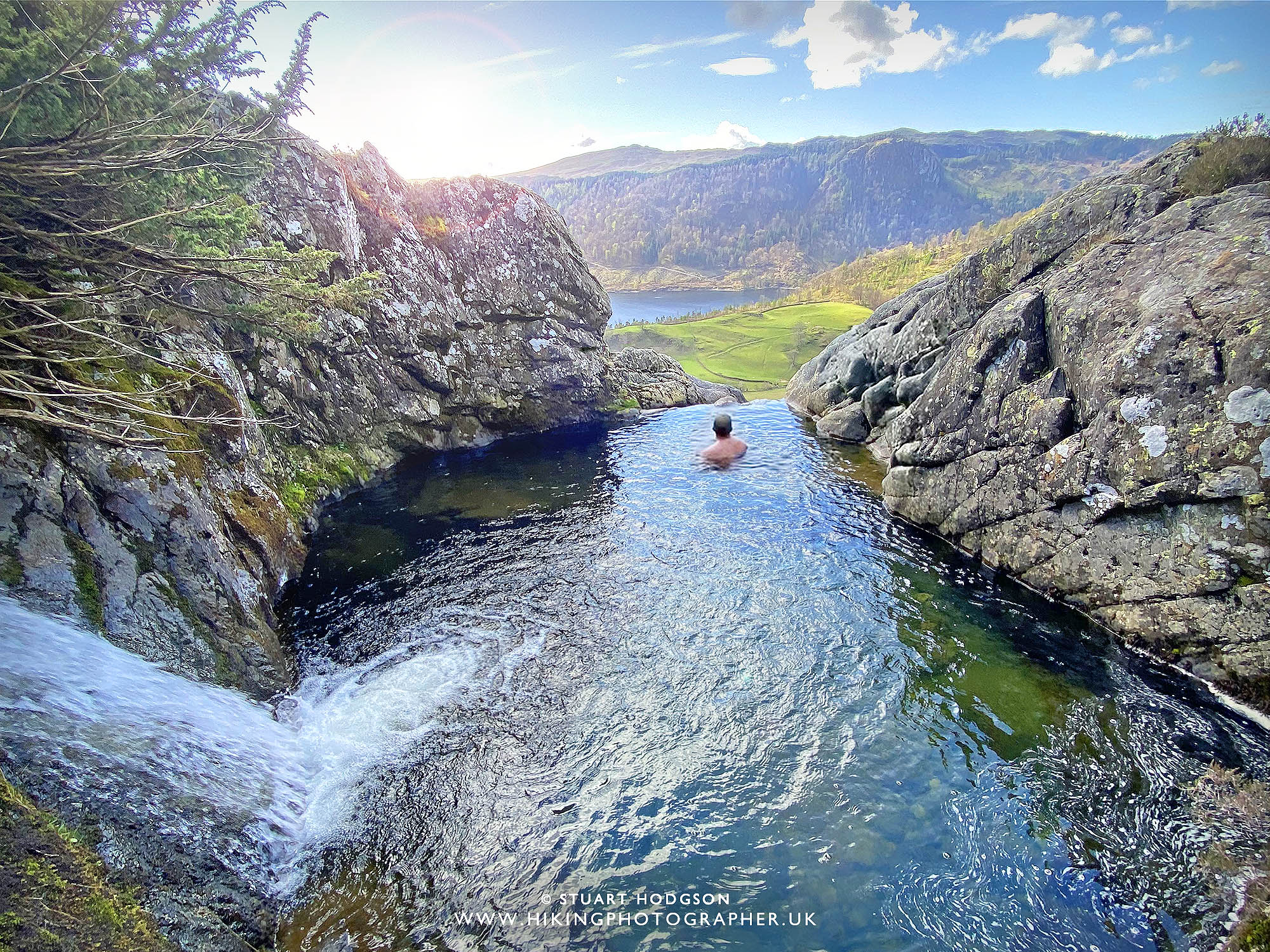 Man swimming in a lake