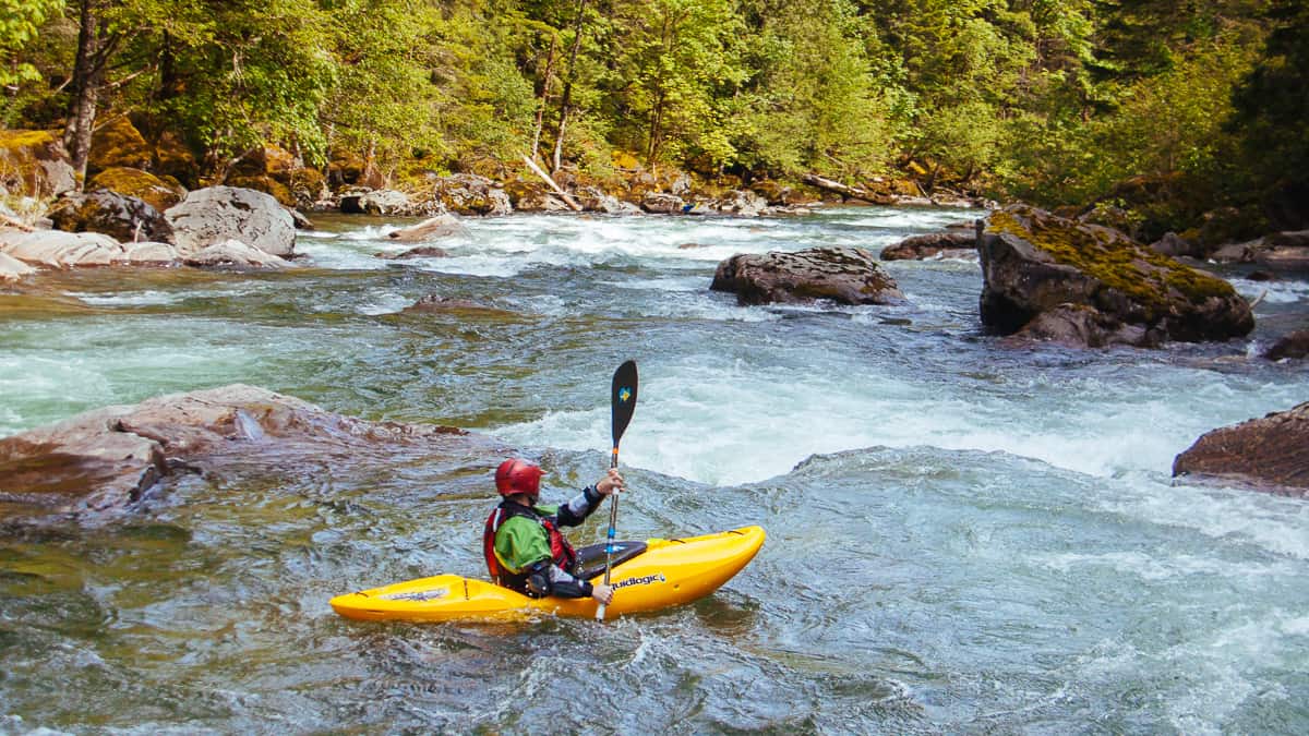 Kayaker on the Wind River Columbia Gorge