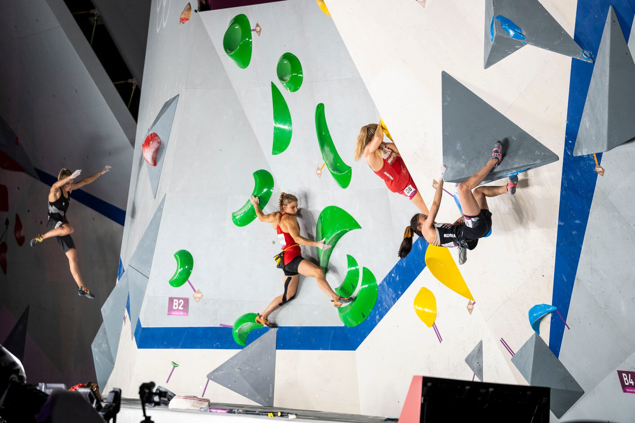 Woman bouldering