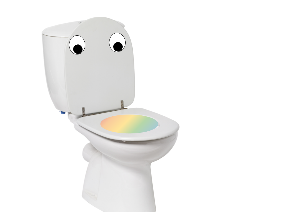 rainbow toilet with eyes