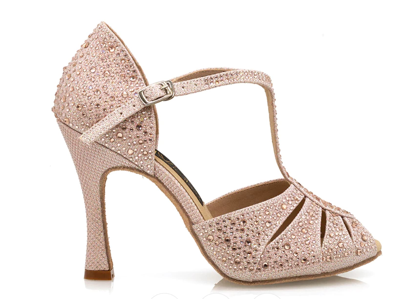 Dance shoes, beige with stones
