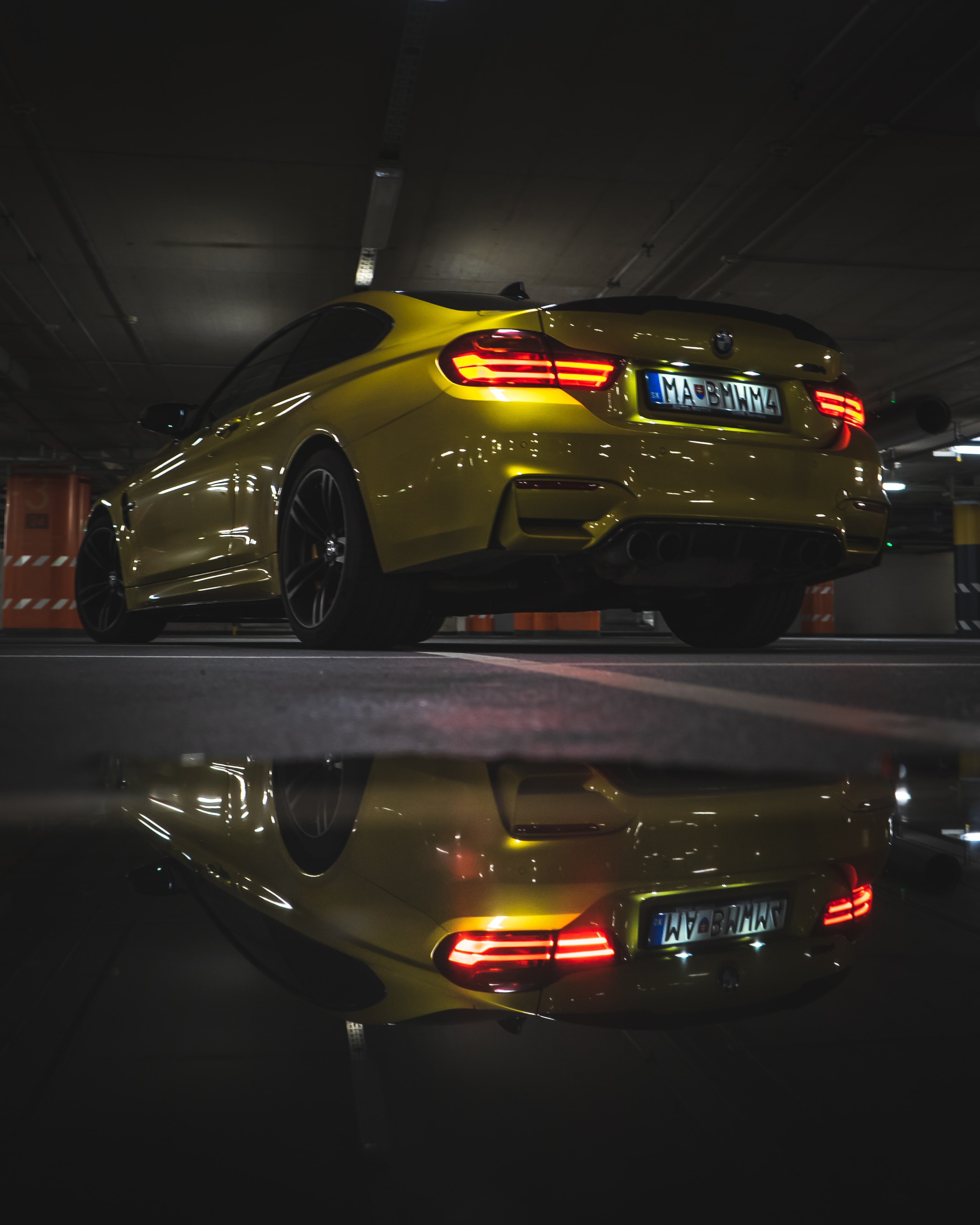 Gold BMW reflection