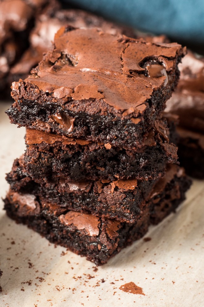 A stack of brownies