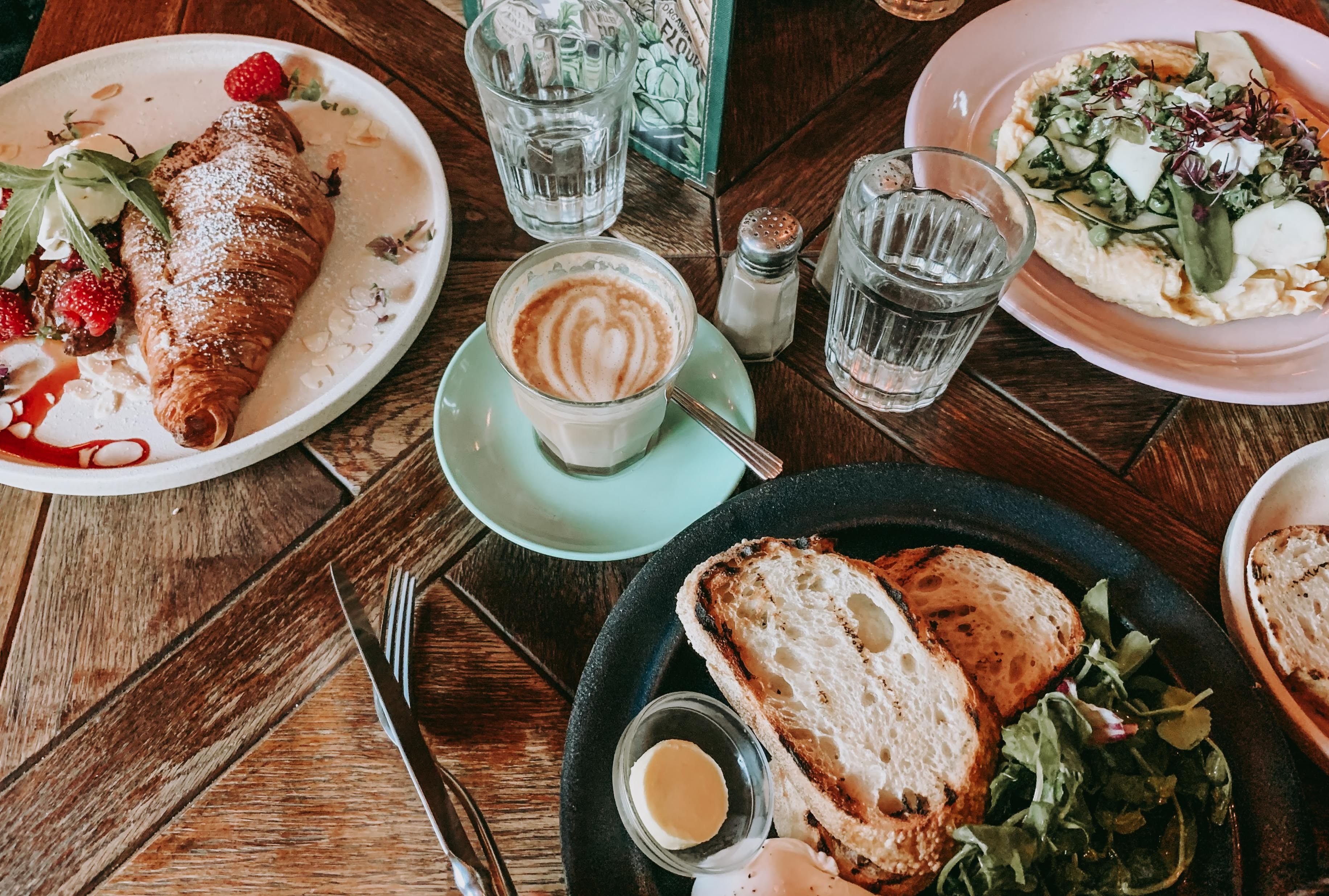 sourdough breakfast and coffee