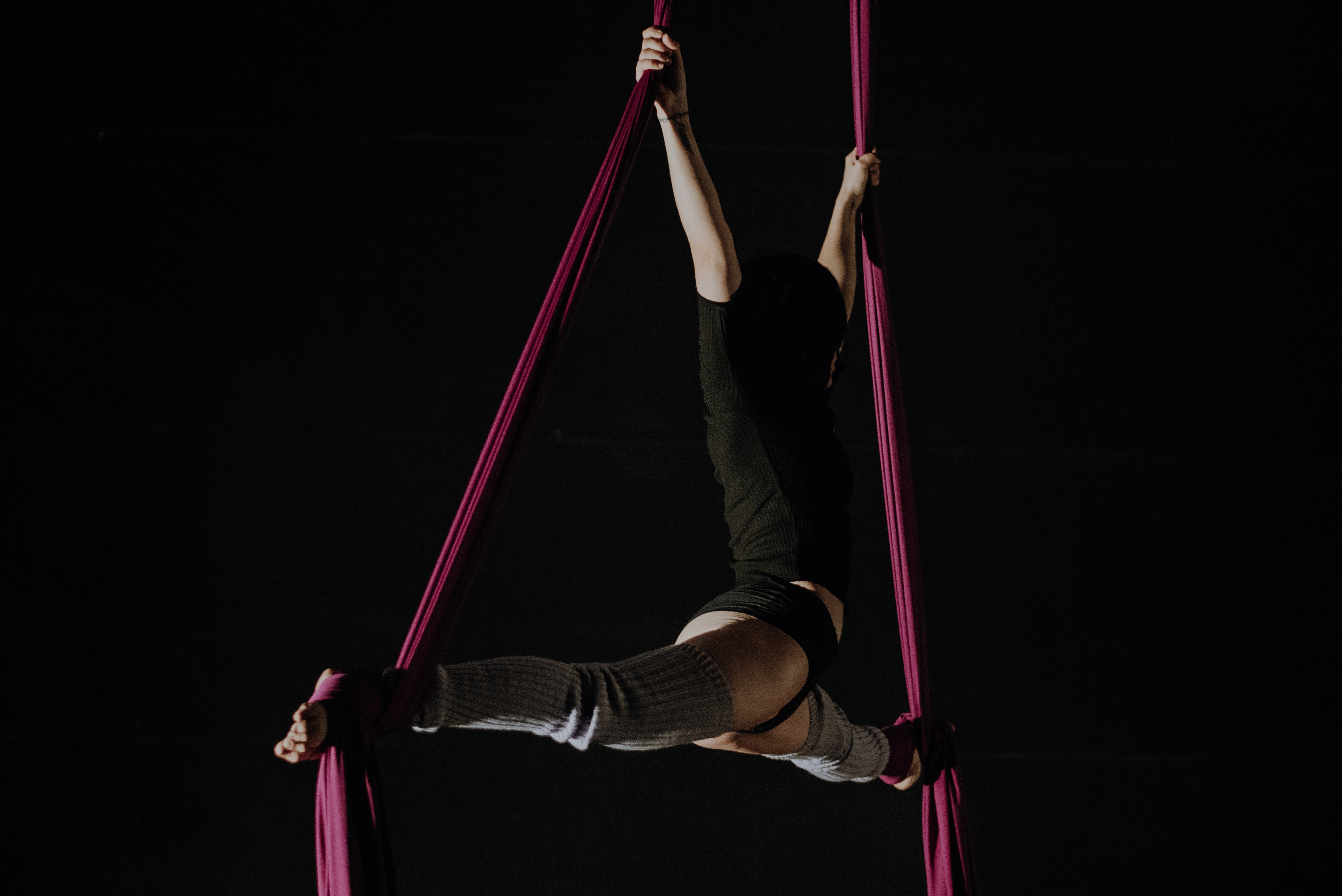 Woman doing aerialSilks