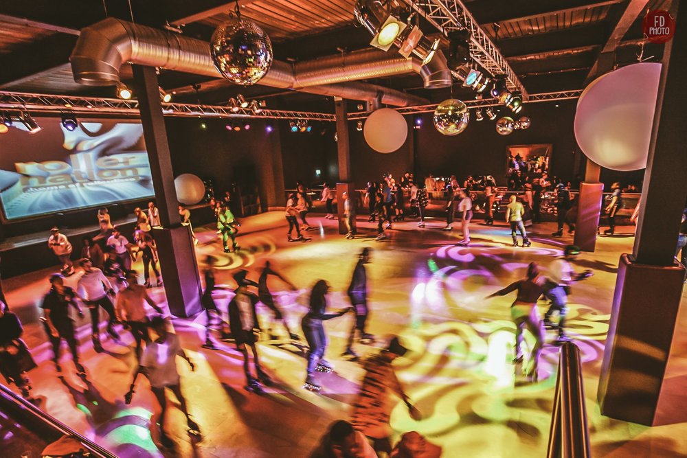 people at a roller rink