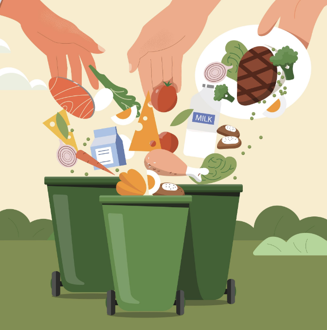 Image of food in trash bins