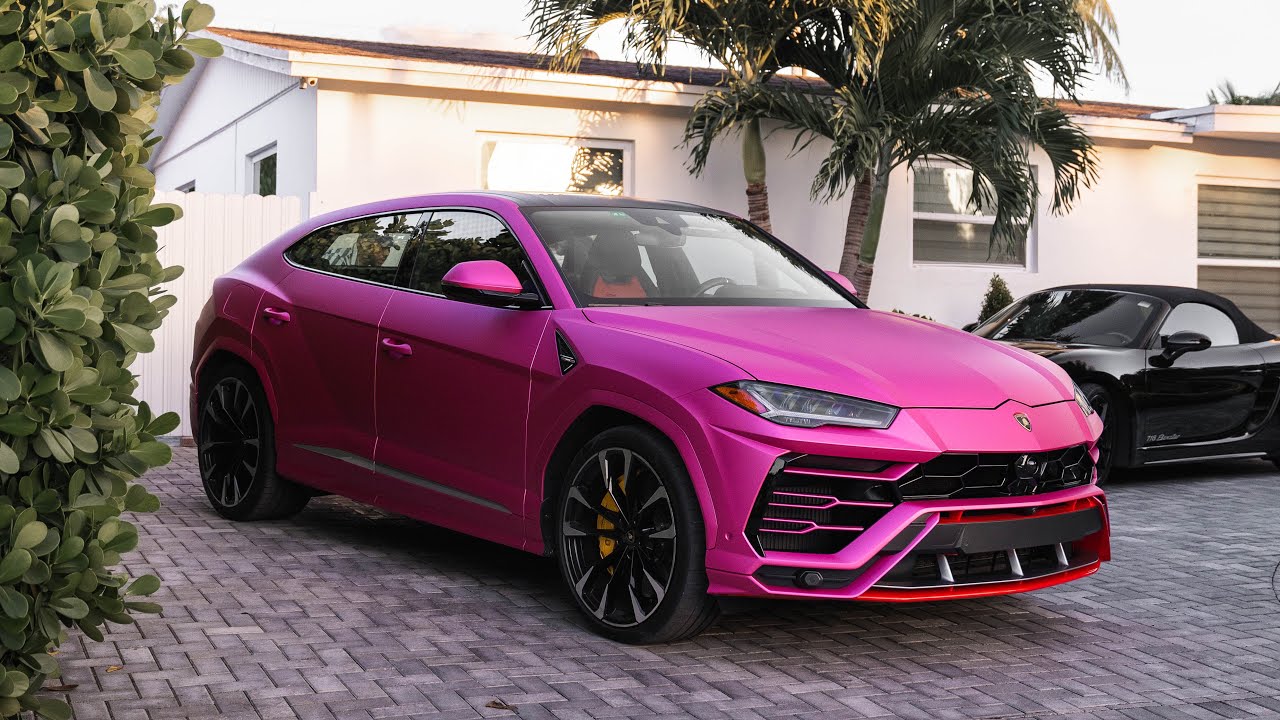 a pink Lamgorgini Urus