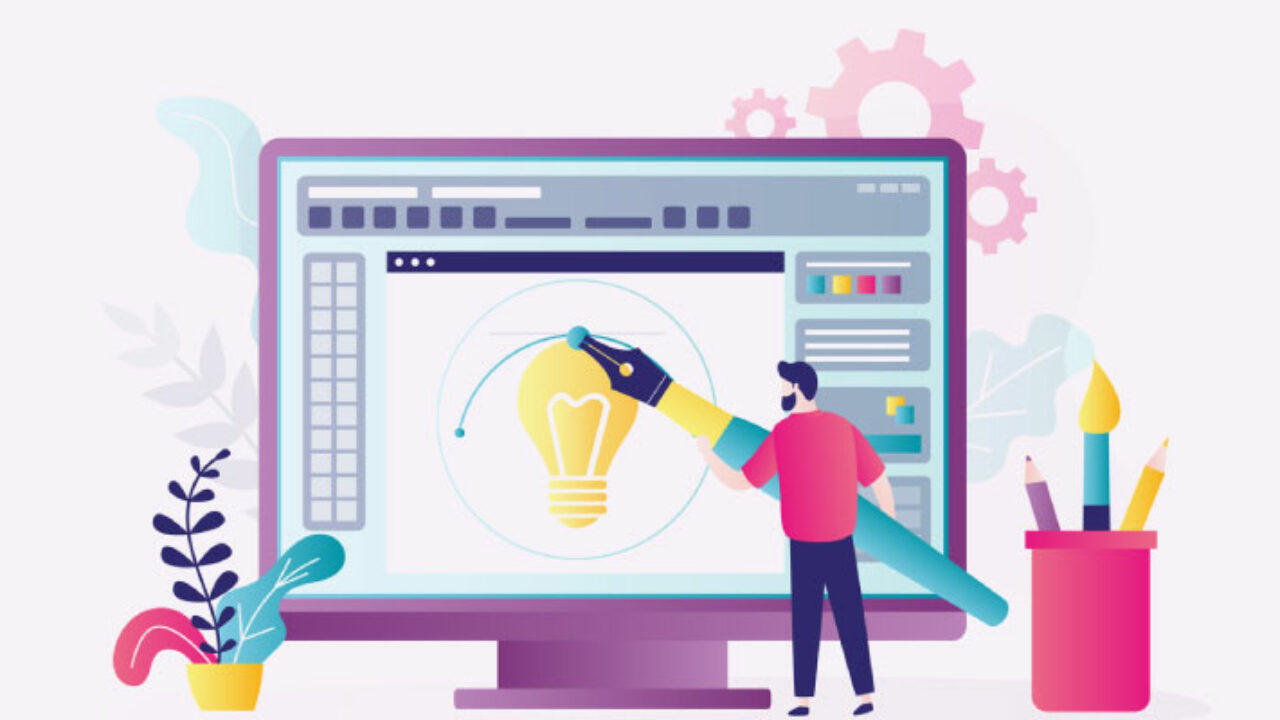 Animated woman drawing on tablet