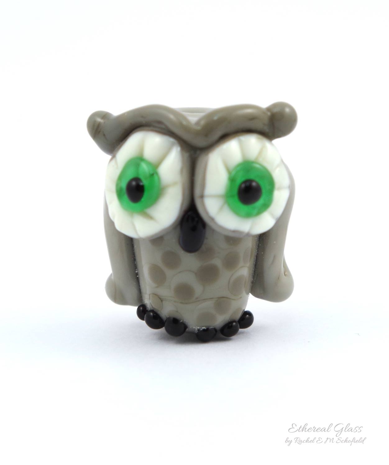 a lampwork glass owl