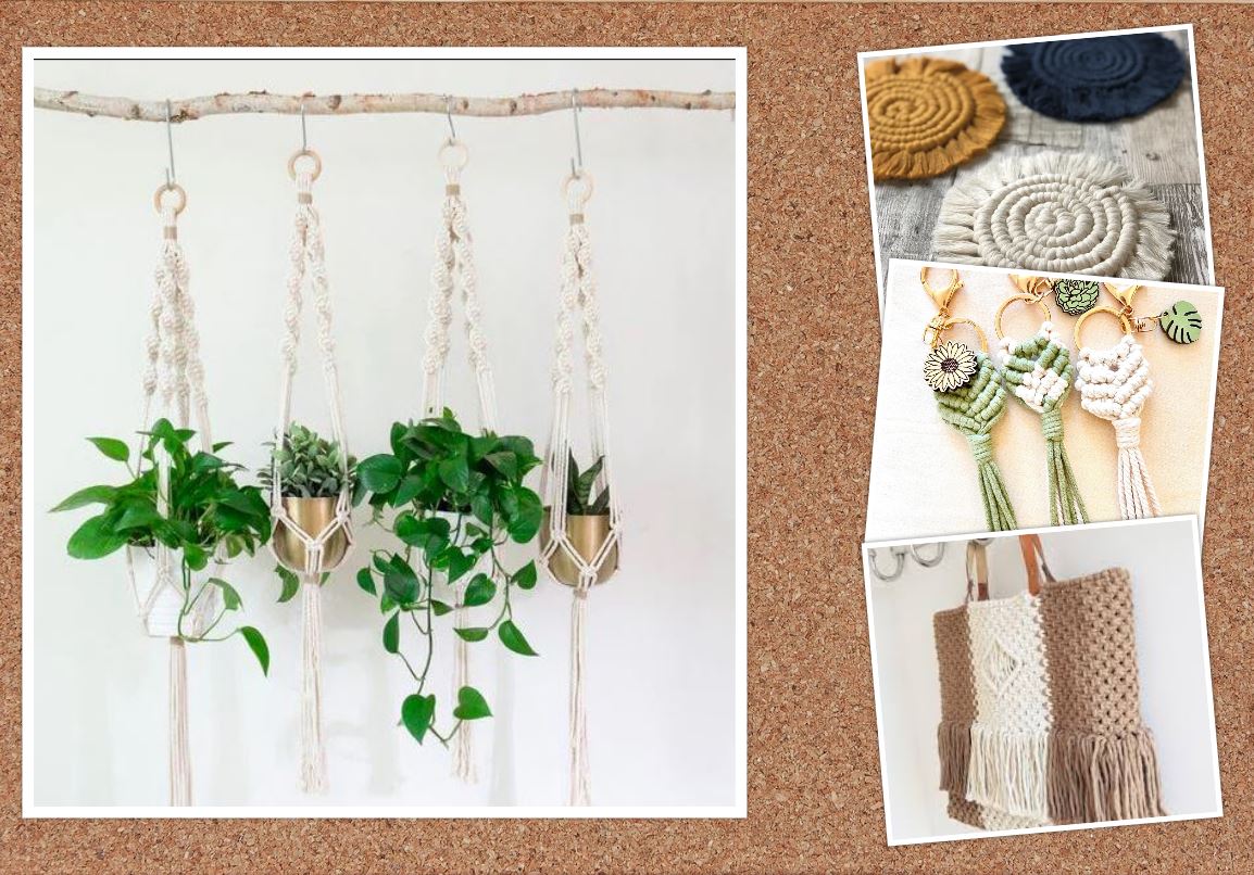 Collage of macramé projects