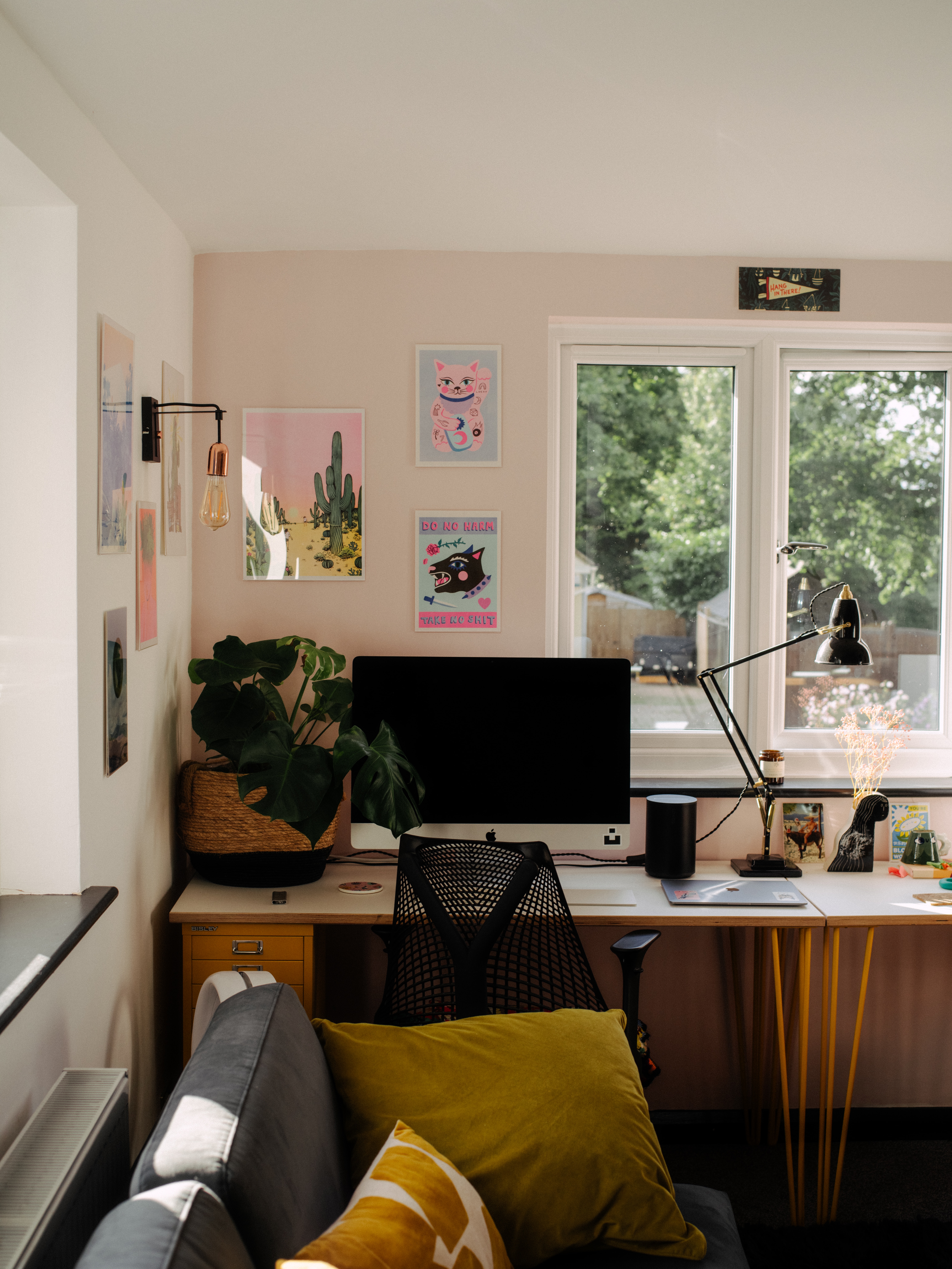 home office with plant