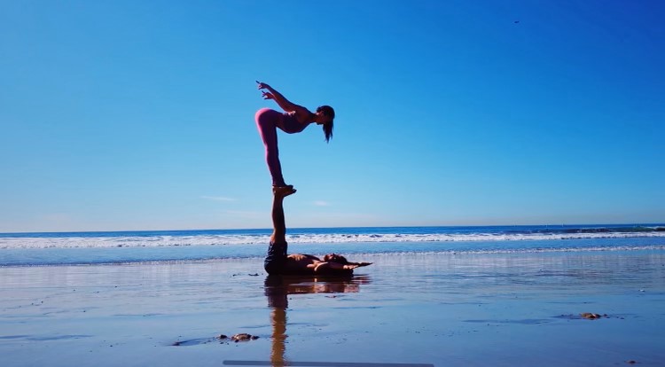acro yoga at the beach